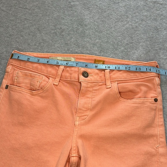 Pilcro Letterpress Anthropologie Peach Stet Crop Capri Denim Jeans Size 28 - Picture 5 of 14
